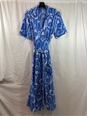 Italy Blue Abstract Print Wrap Dress S